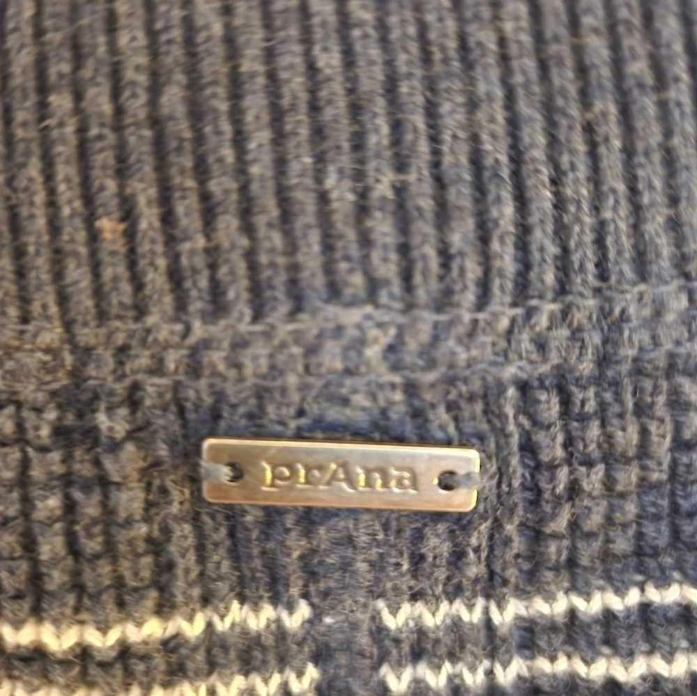 Prana organic cotton wool blend milani sweater dress size large navy stripe - Picture 3 of 13